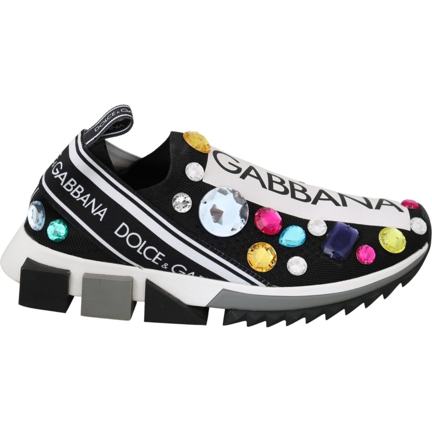 Dolce & Gabbana Black Crystal-Embellished Low Top Sneakers Dolce & Gabbana