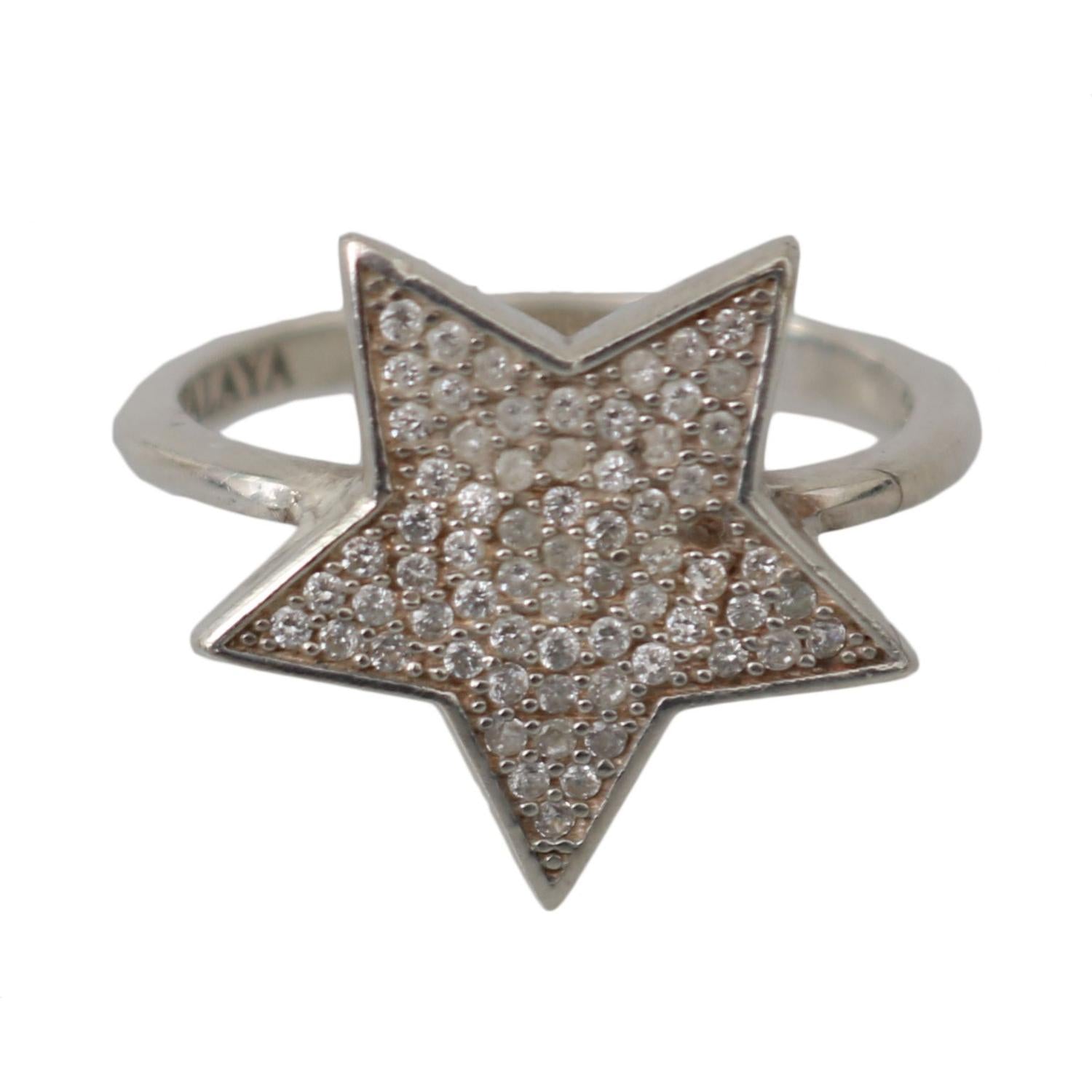 Nialaya Silver Womens Clear CZ Star 925 Ring