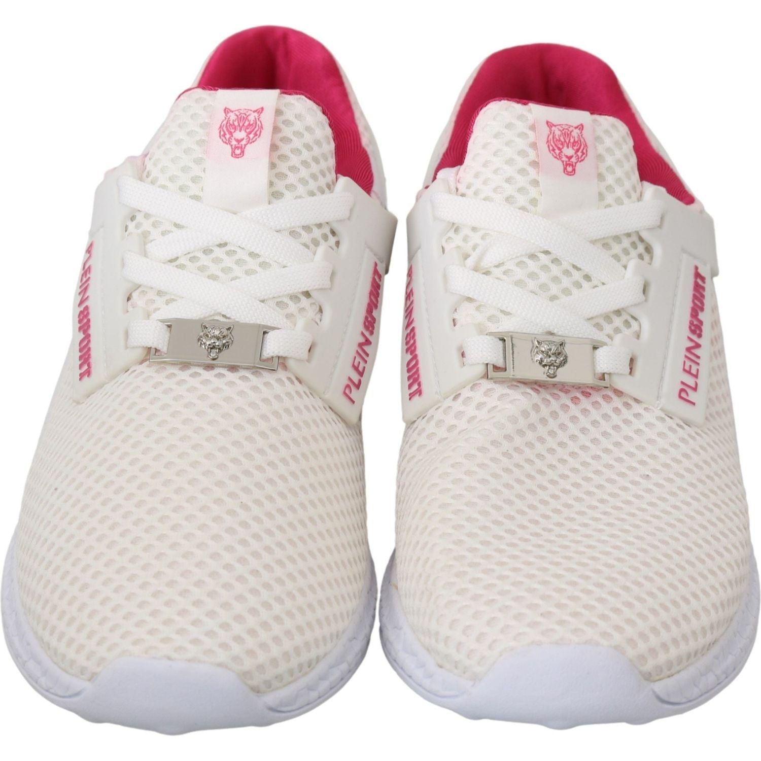 Philipp Plein White Pink Polyester Becky Sneakers Shoes