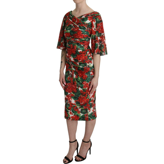 Dolce & Gabbana Enchanting Floral Midi Sheath Dress Dolce & Gabbana