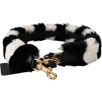 Dolce & Gabbana Black White Lapin Fur Accessory Shoulder Strap