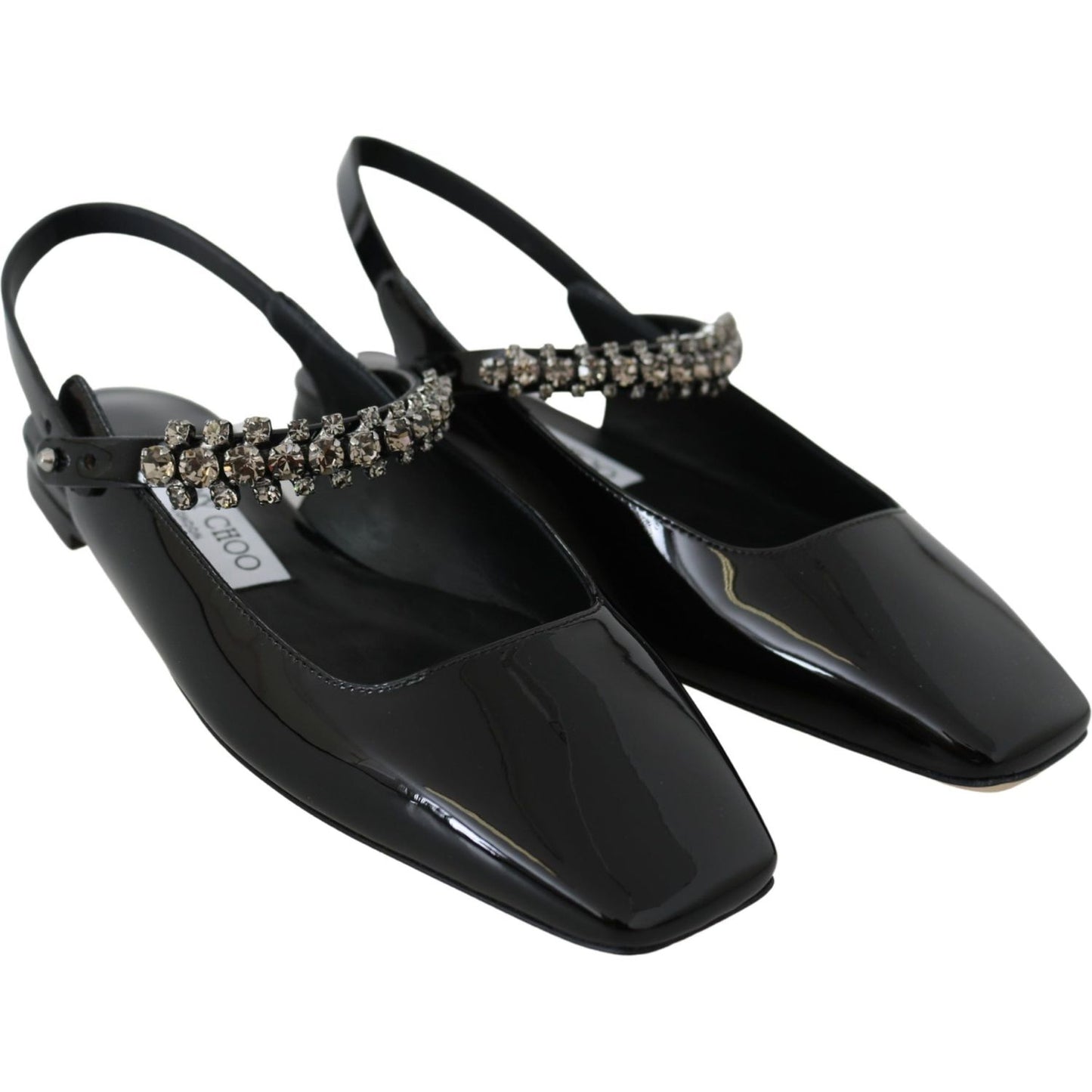 Jimmy Choo Black Patent Leather Mahdis Flat Shoes