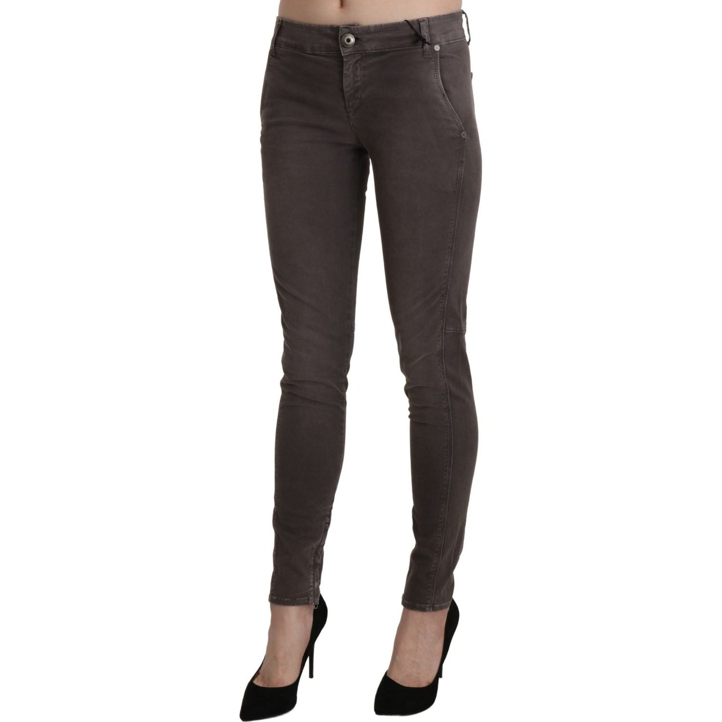 Ermanno Scervino Chic Brown Low Waist Skinny Trousers Ermanno Scervino