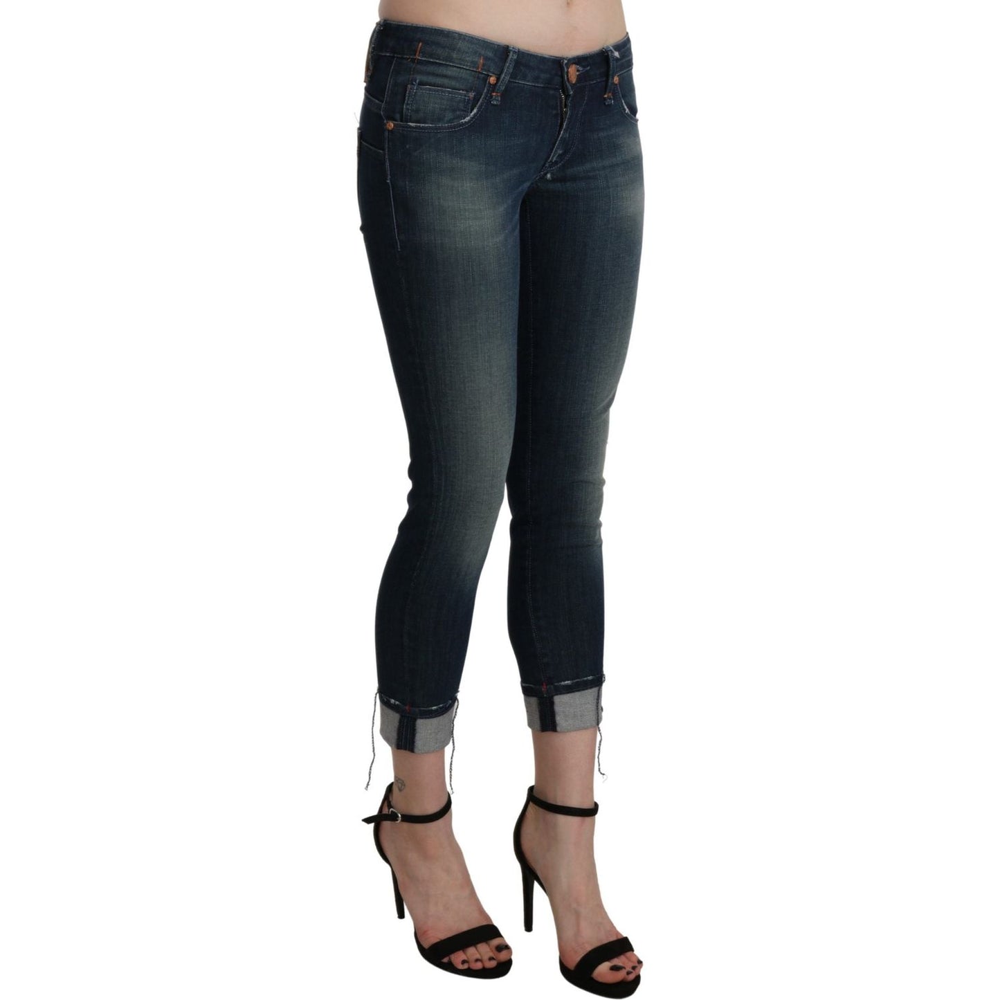 Acht Chic Blue Washed Skinny Cropped Denim Jeans & Pants Acht