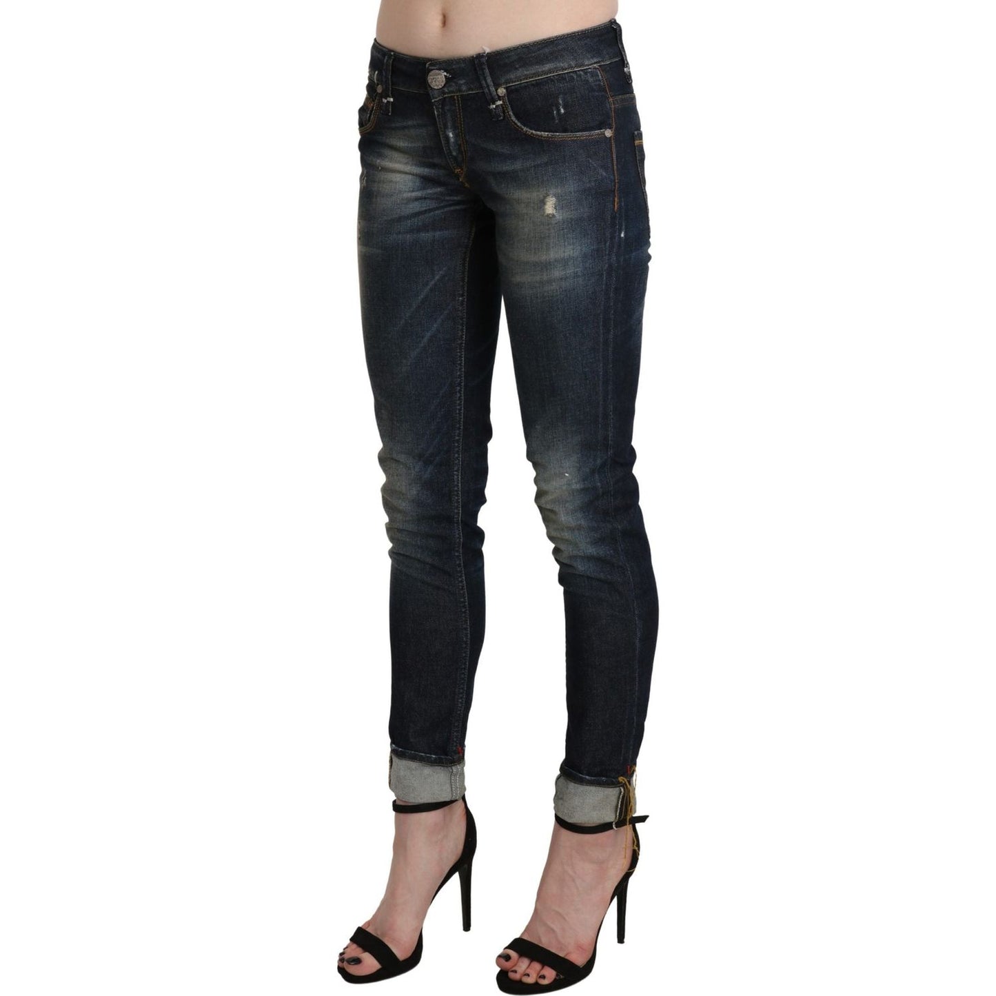 Acht Chic Dark Blue Skinny Cropped Jeans Jeans & Pants Acht