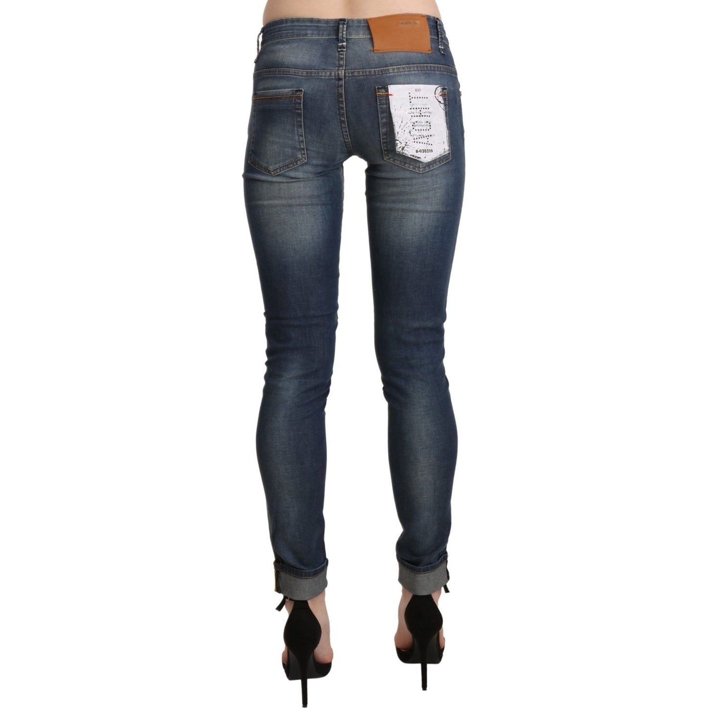 Acht Chic Blue Washed Skinny Cropped Jeans Acht