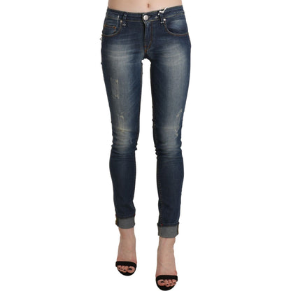 Acht Chic Blue Washed Skinny Cropped Jeans Acht