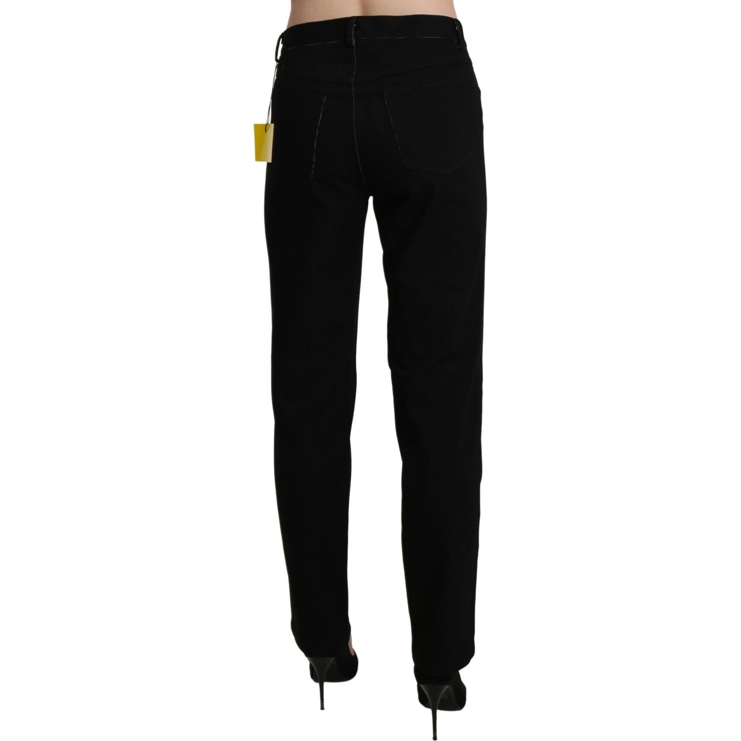 BENCIVENGA Elegant High Waist Straight Black Trousers Jeans & Pants BENCIVENGA