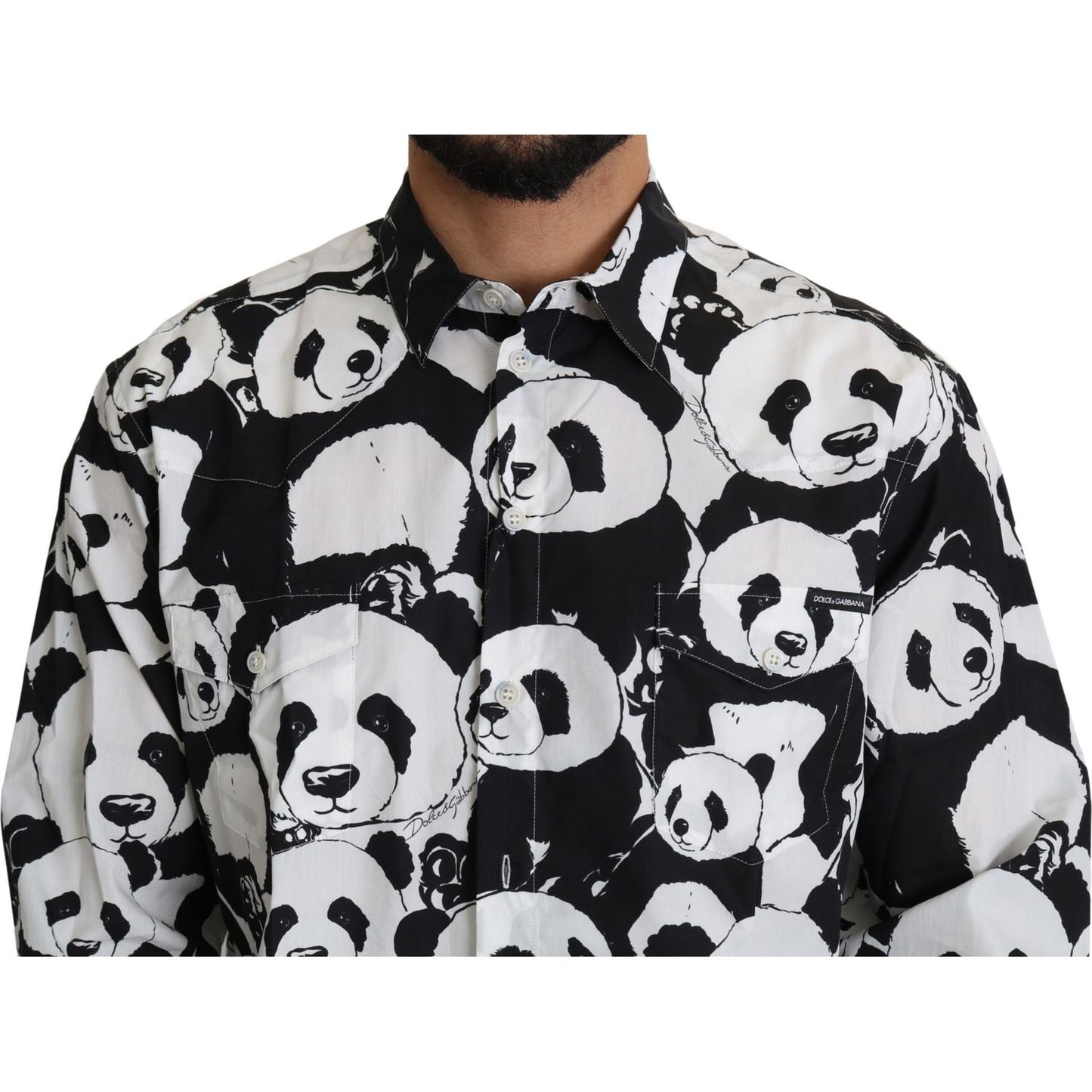 Dolce & Gabbana Panda Print Pure Cotton Shirt - Black White Dolce & Gabbana