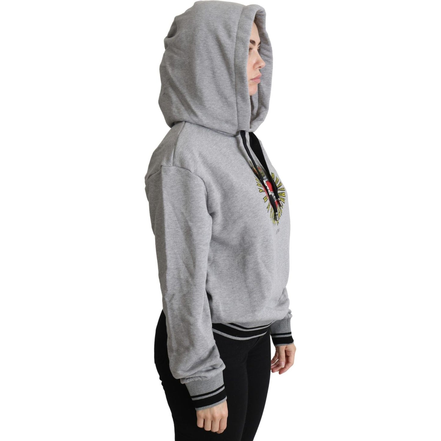 Dolce & Gabbana Gray Printed Hooded Exclusive Logo Sweater