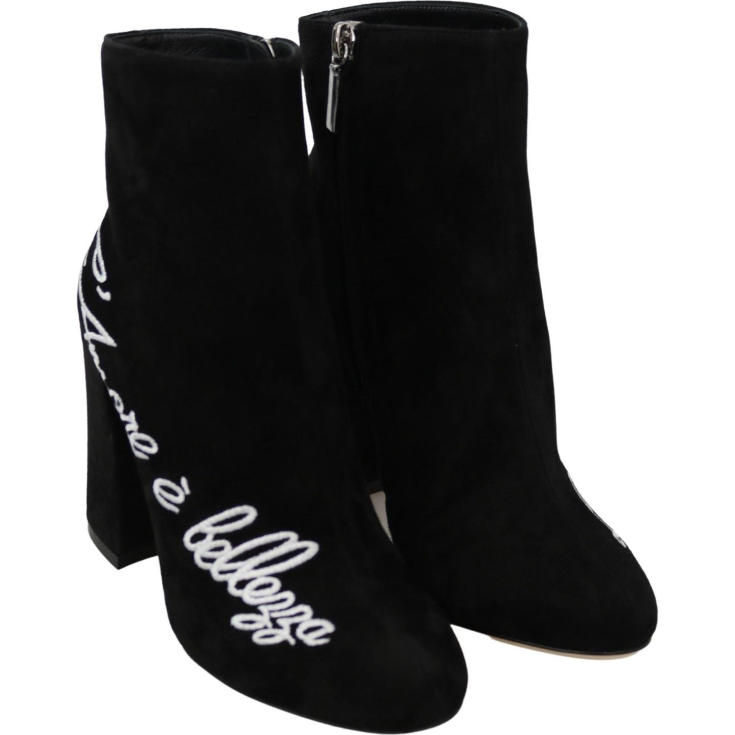 Dolce & Gabbana Embroidered Ankle Boots in Lambskin Suede Dolce & Gabbana