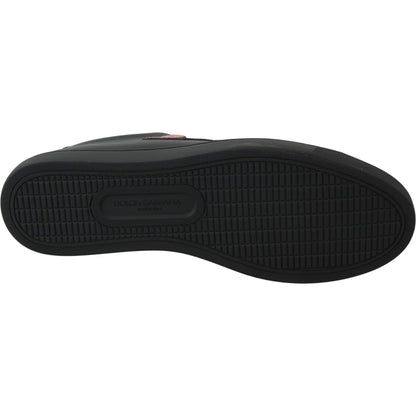 Dolce & Gabbana Black Leather Love Heart Sneakers Womens Shoes