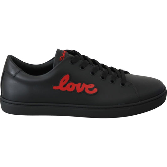 Dolce & Gabbana Elegant Leather Sneakers with Red Accents Dolce & Gabbana