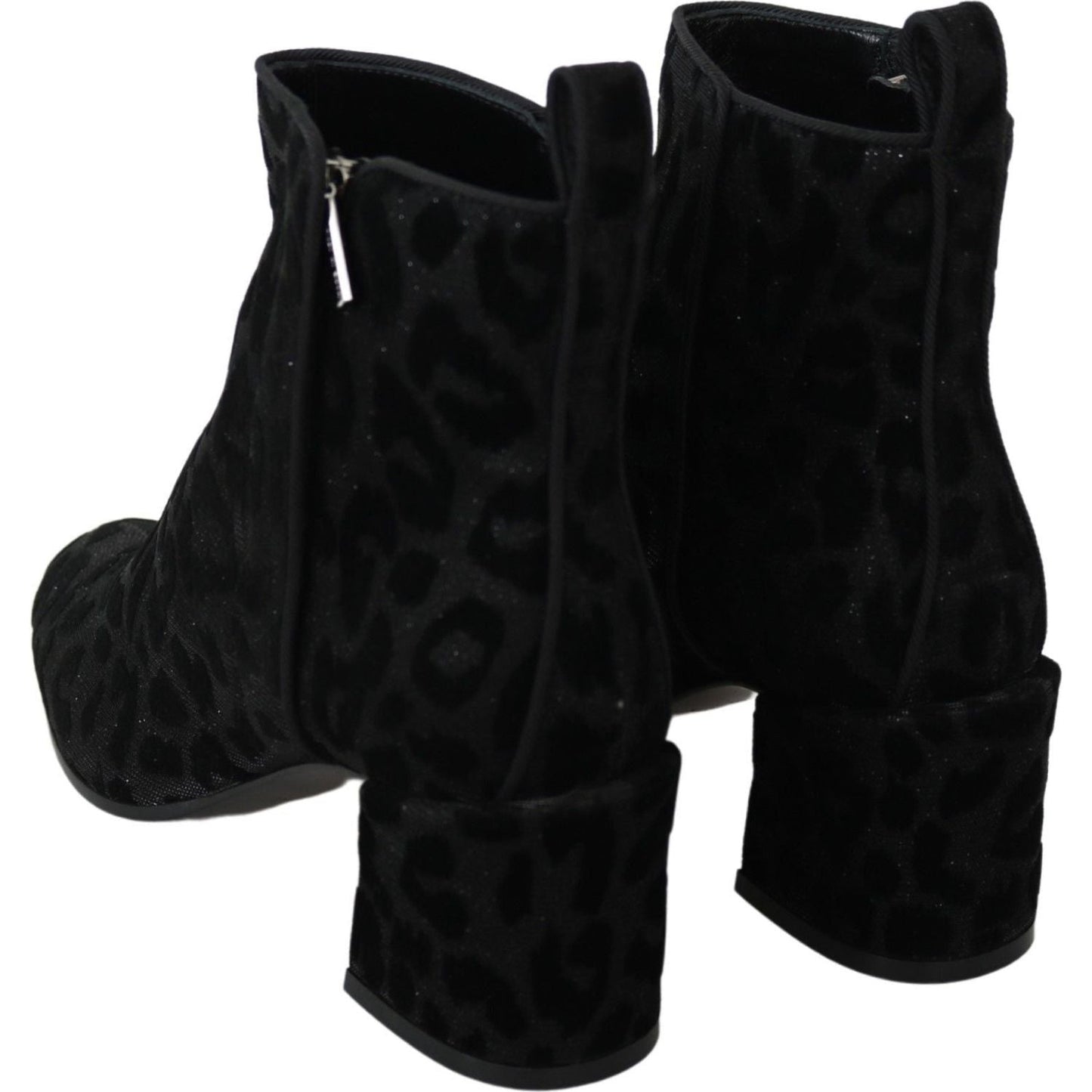 Dolce & Gabbana Elegant Black Leopard Print Short Boots Dolce & Gabbana