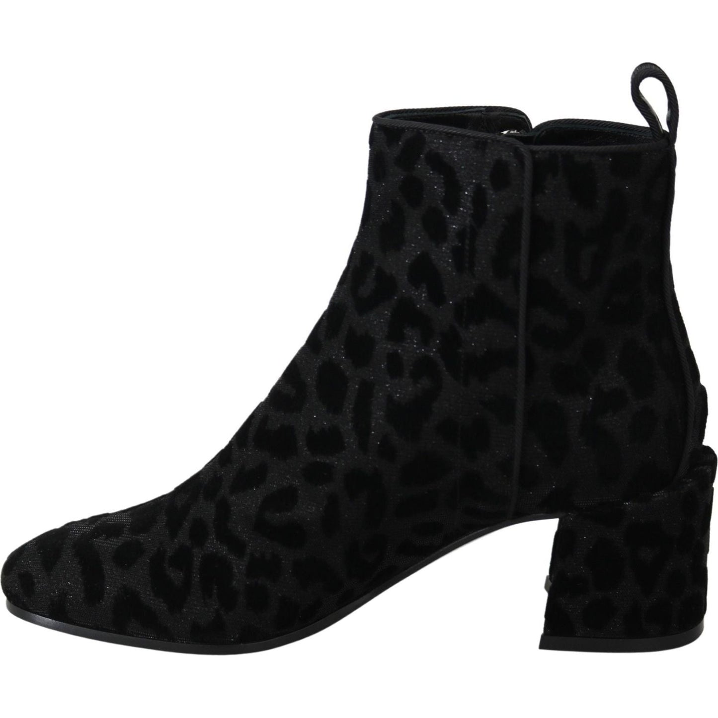 Dolce & Gabbana Elegant Black Leopard Print Short Boots Dolce & Gabbana