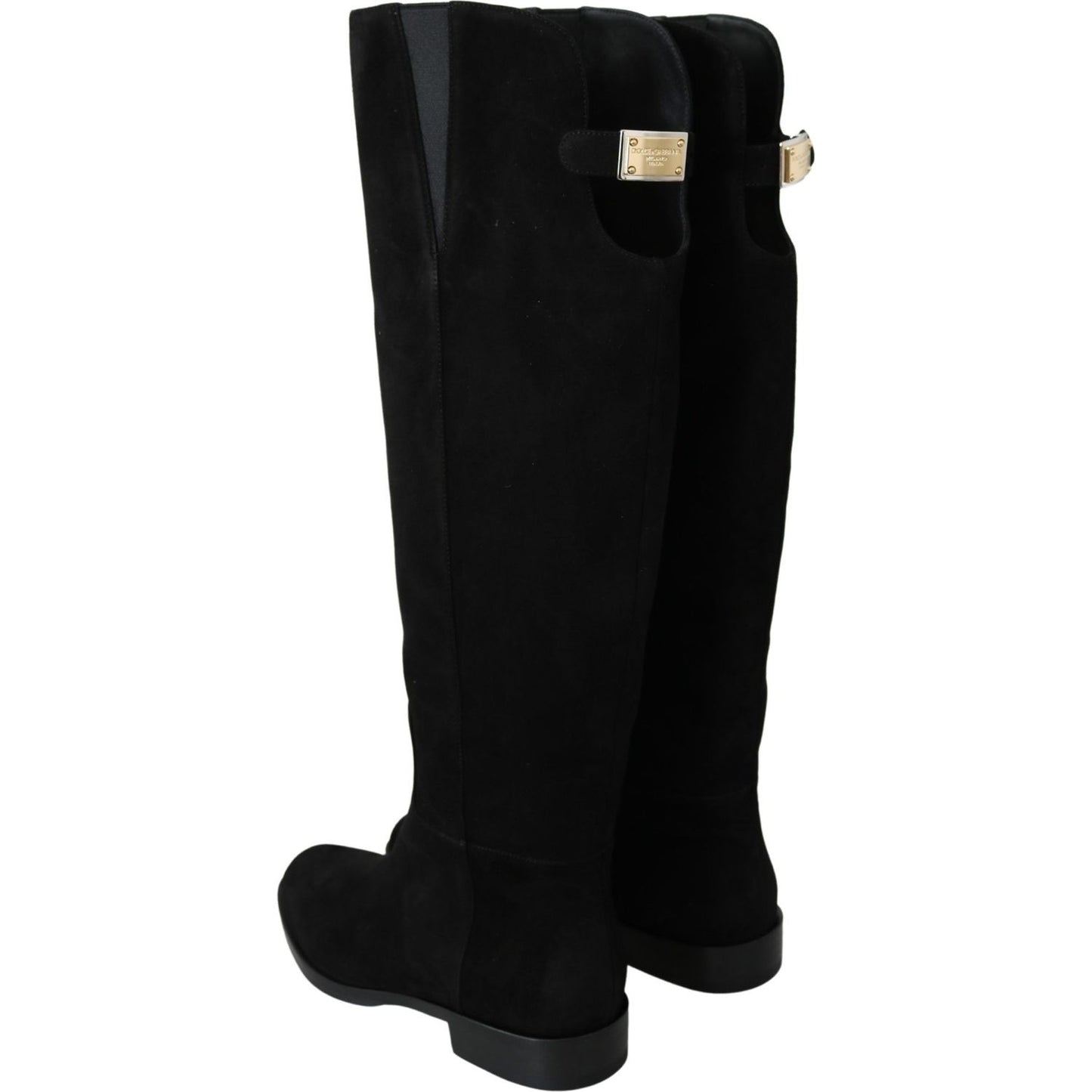 Dolce & Gabbana Elegant Black Suede Knee High Boots Dolce & Gabbana