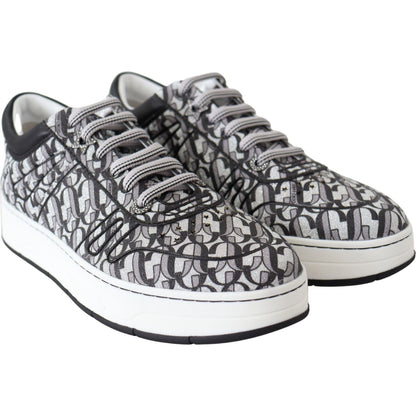 Jimmy Choo Silver Black Glitter Hawaii Sneakers