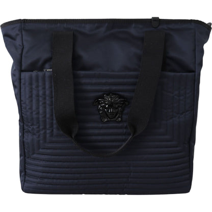 Versace Blue Nylon Tote Bag