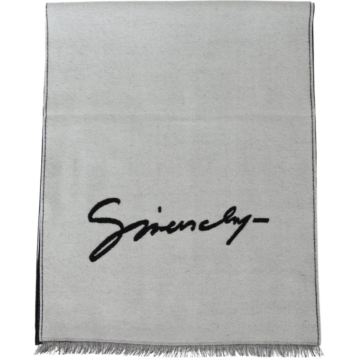 Givenchy Elegant Monochrome Wool-Silk Blend Scarf Wool Wrap Shawls Givenchy