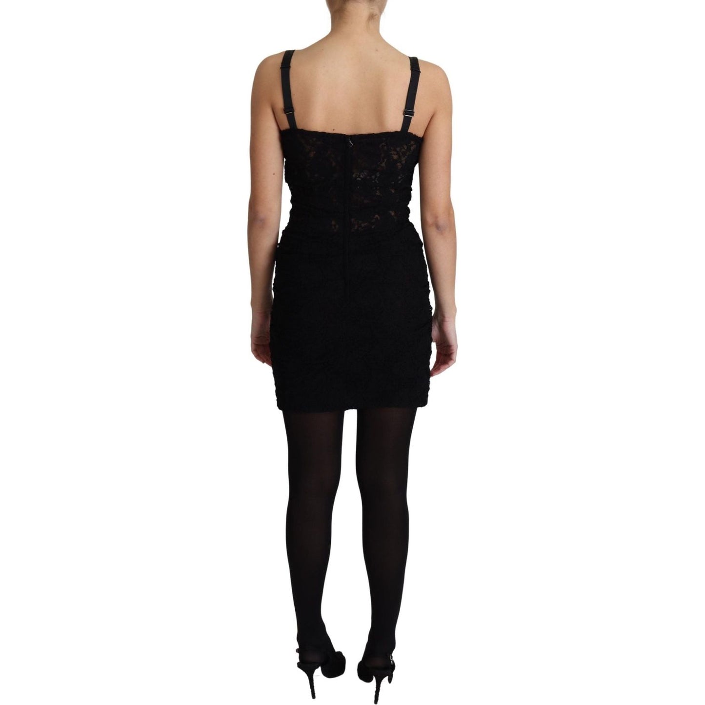 Dolce & Gabbana Elegant Black Lace Bustier Mini Dress Dolce & Gabbana