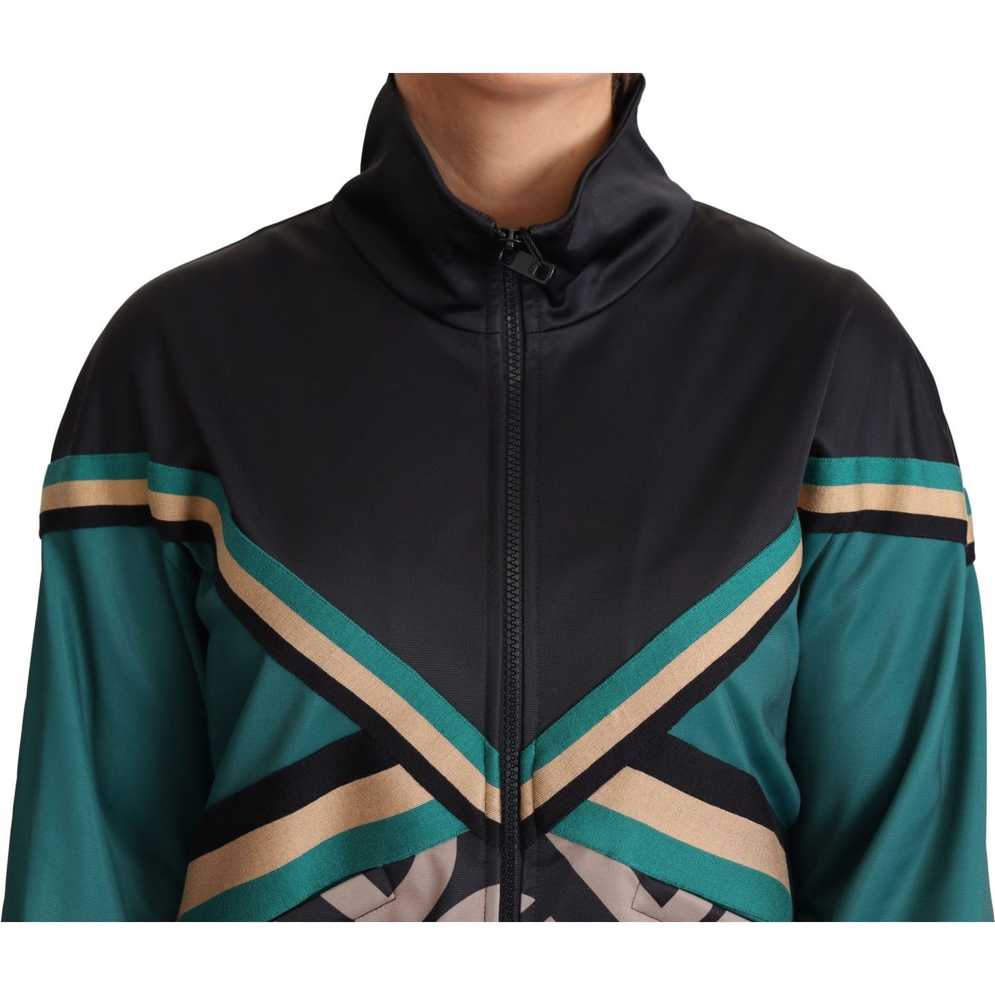 Dolce & Gabbana Chic Multicolor Track Jacket with Logo Mania Coats & Jackets Dolce & Gabbana