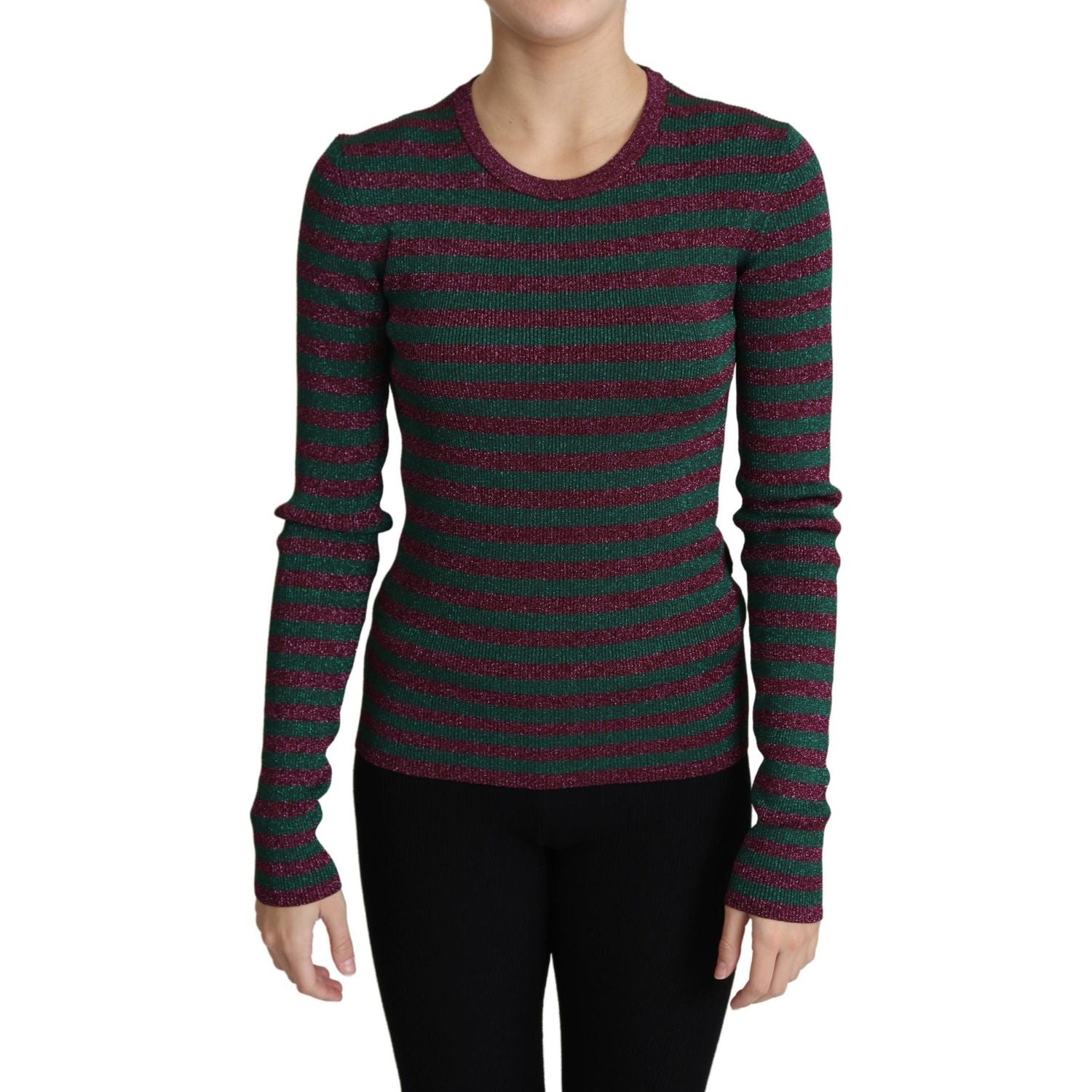 Dolce & Gabbana Multicolor Stripes Crew Neck Pullover Sweater
