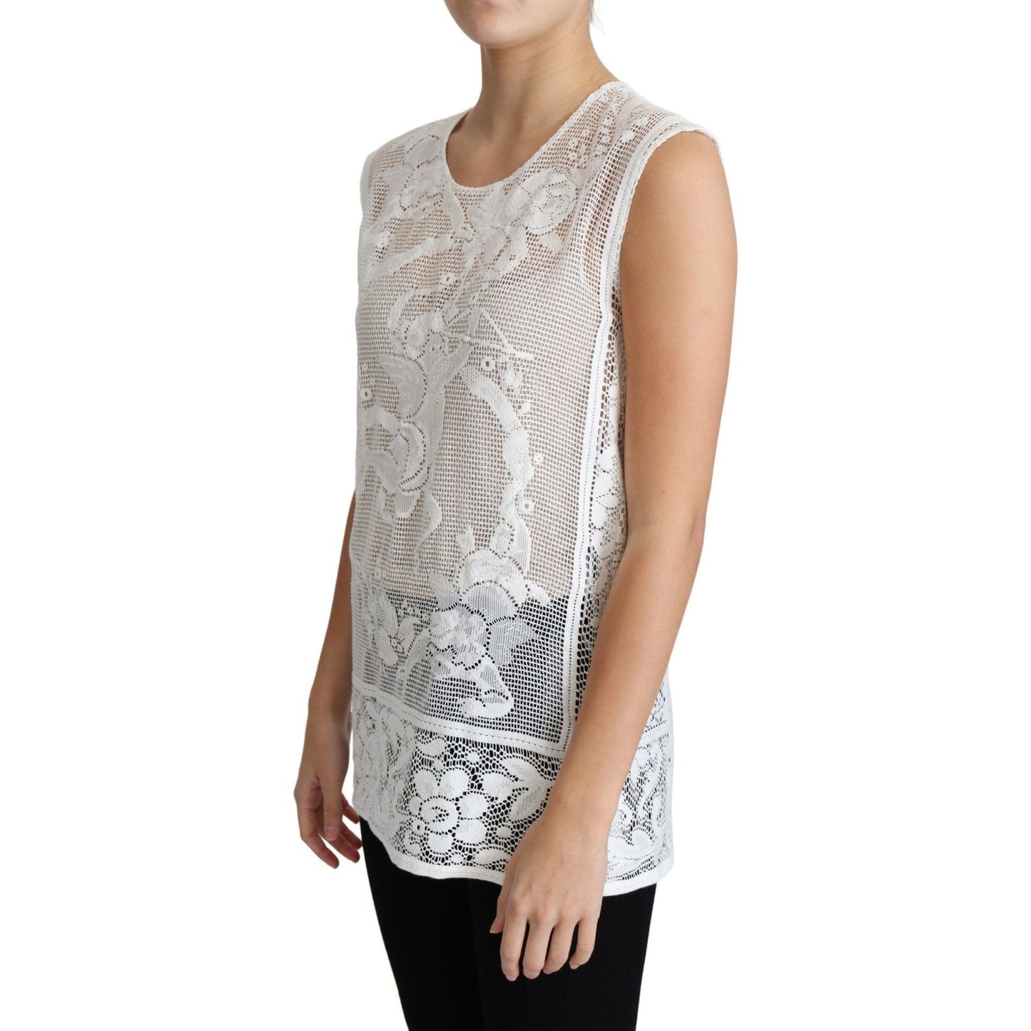 Dolce & Gabbana Chic Lace Floral Sleeveless Top Dolce & Gabbana