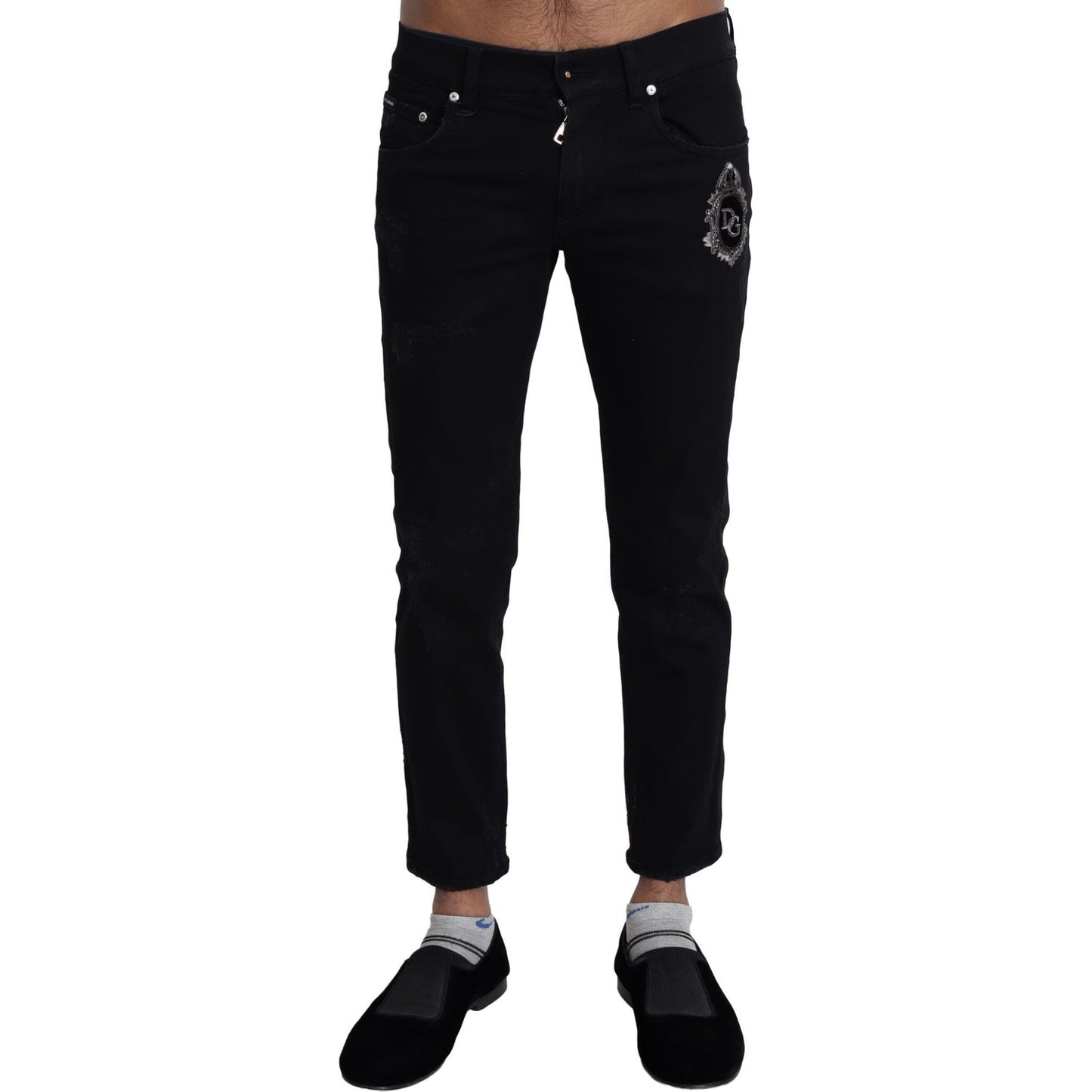 Dolce & Gabbana Elegant Skinny Black Jeans with Embroidery Jeans & Pants Dolce & Gabbana