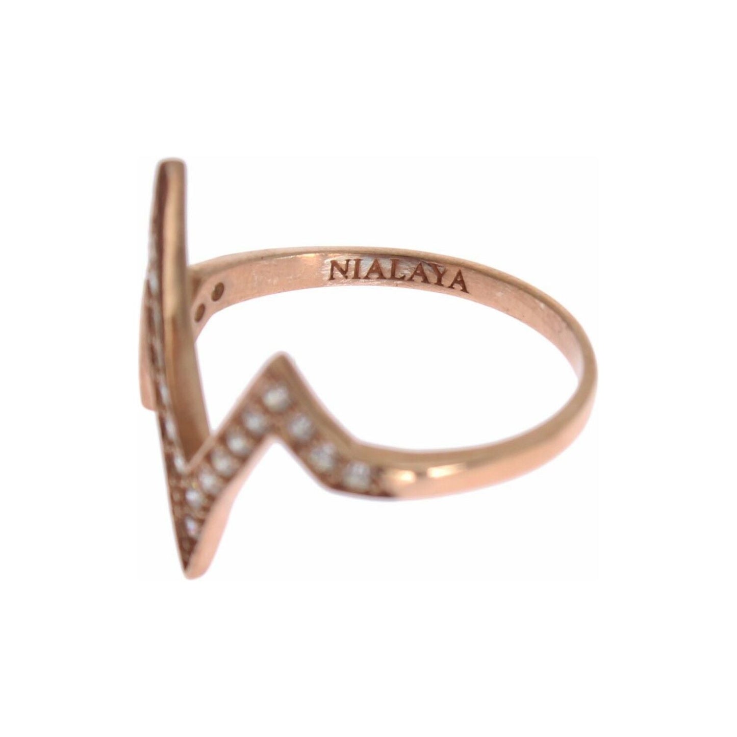 Nialaya Elegant Pink Crystal Encrusted Silver Ring Ring Nialaya