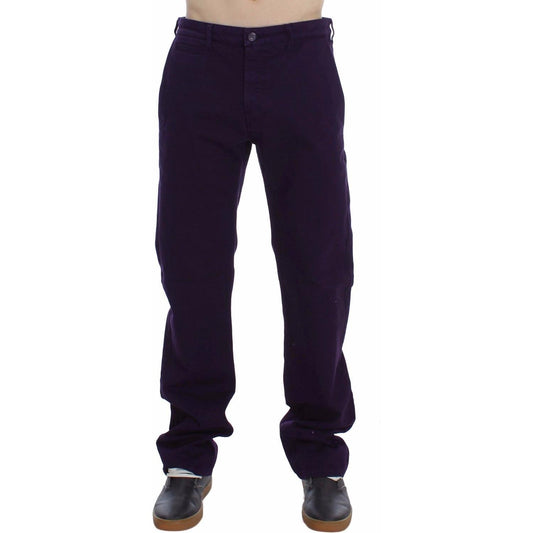 GF Ferre Purple Cotton Stretch Purple Fit Pants