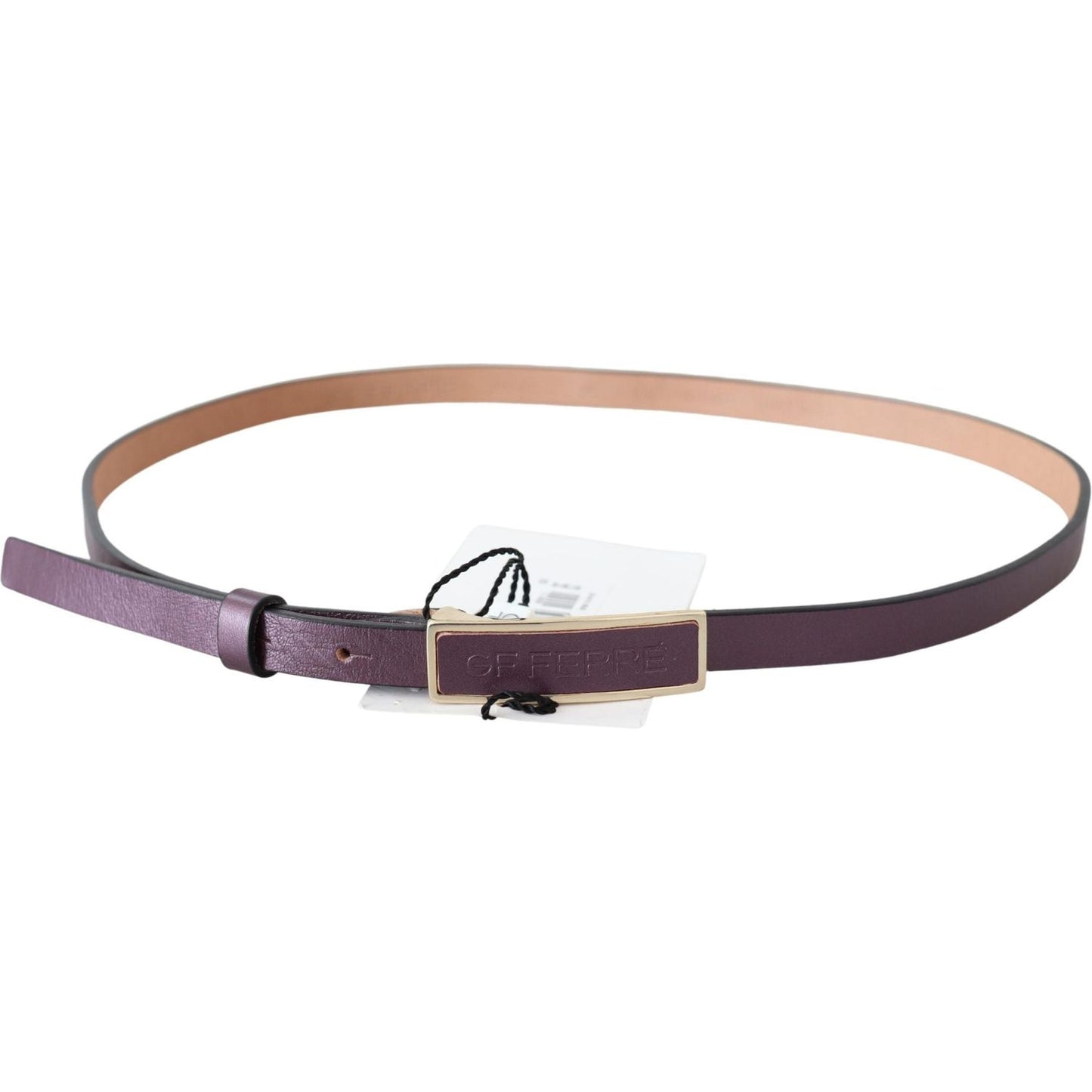 GF Ferre Elegant Maroon Leather Belt with Gold-Tone Buckle Belt GF Ferre