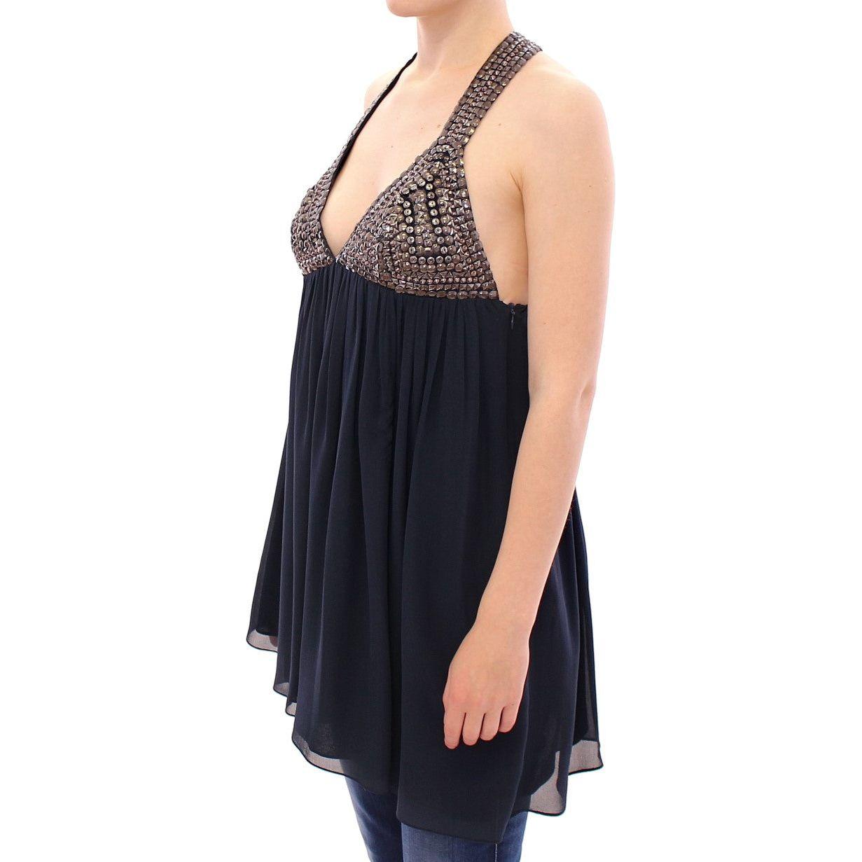 بلوزة أنيقة بدون أكمام باللون الأزرق الداكن من Anaikka