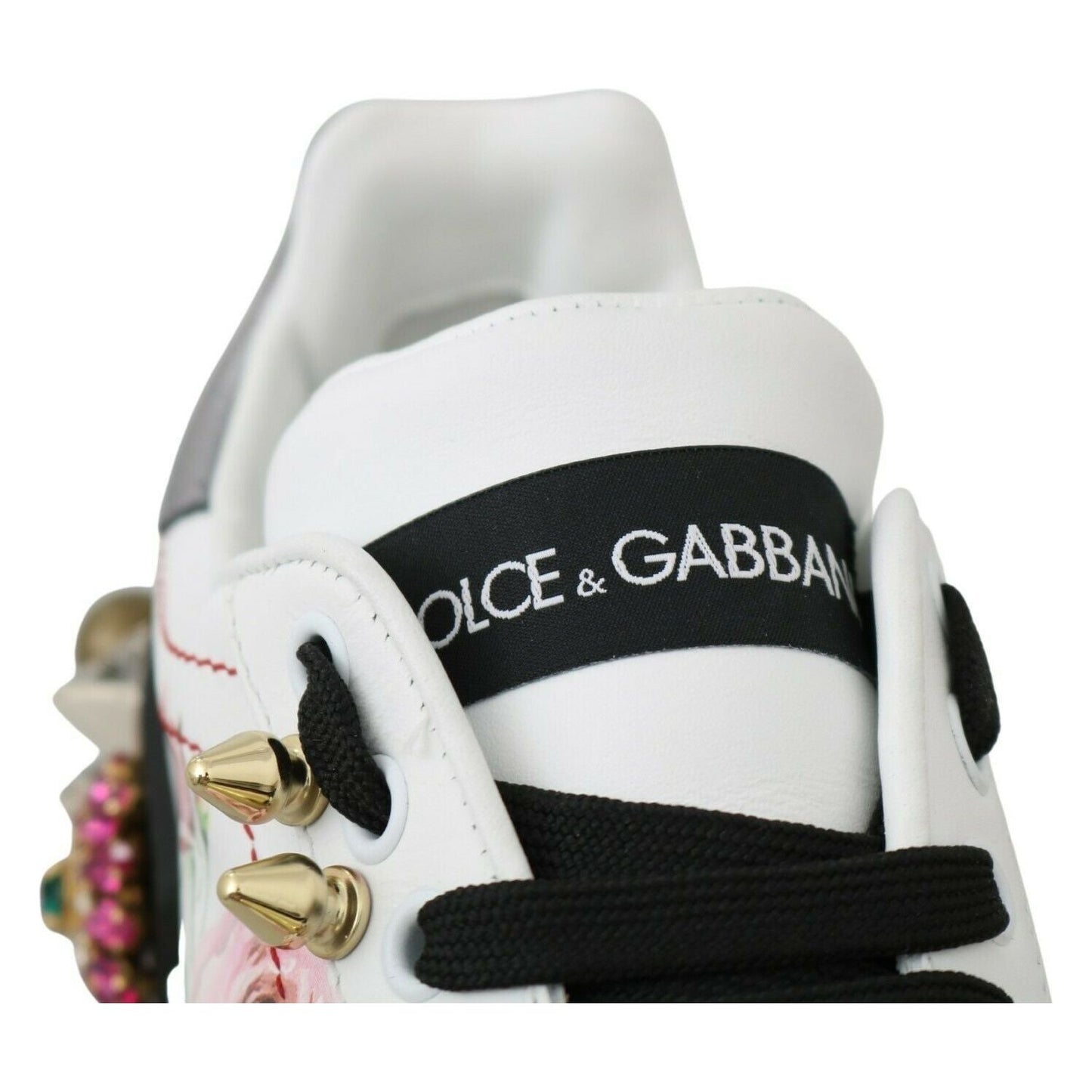 Dolce & Gabbana Floral Crystal-Embellished Leather Sneakers Dolce & Gabbana