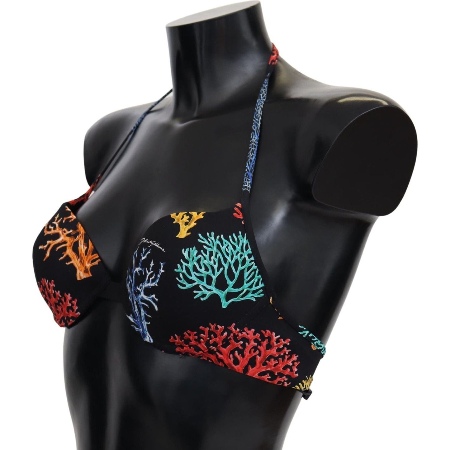 Dolce & Gabbana Chic Black Coral Print Bikini Top Dolce & Gabbana