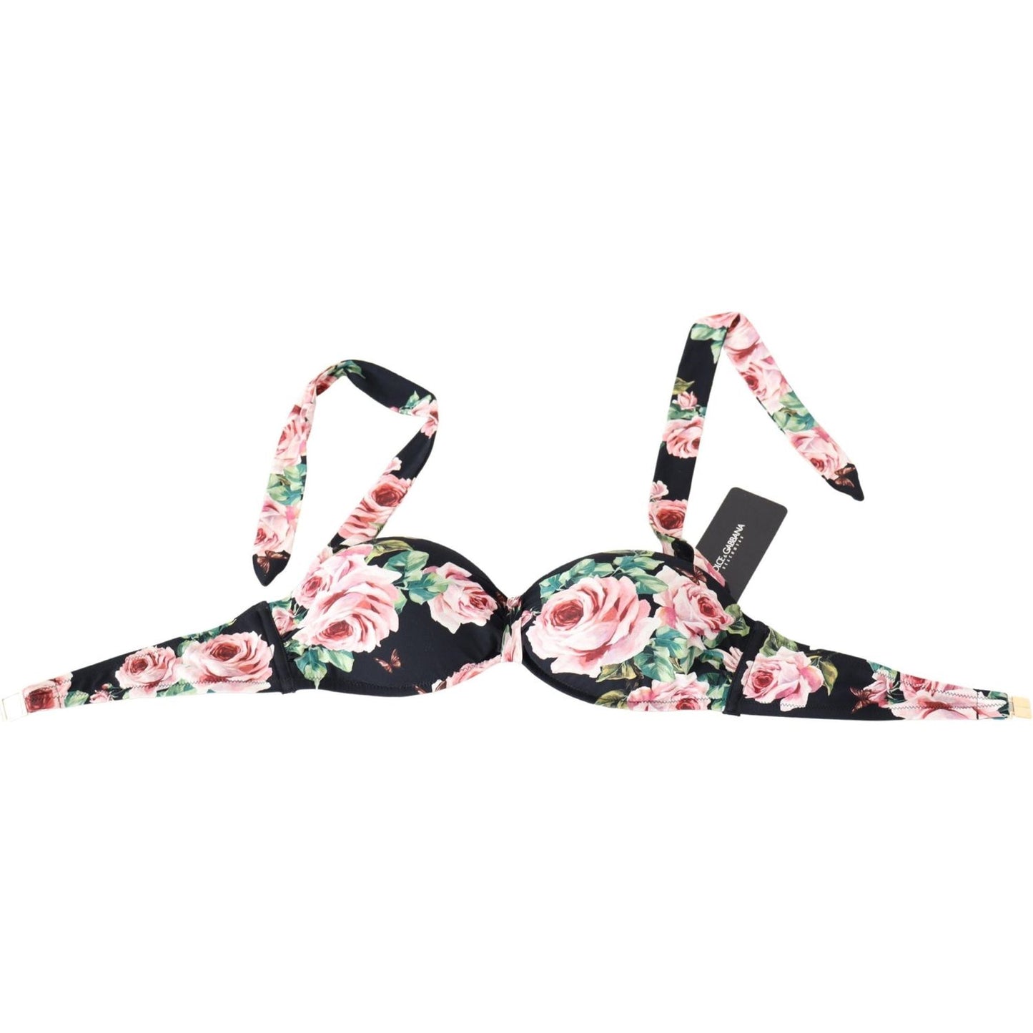 Dolce & Gabbana Elegant Black Floral Bikini Top Dolce & Gabbana