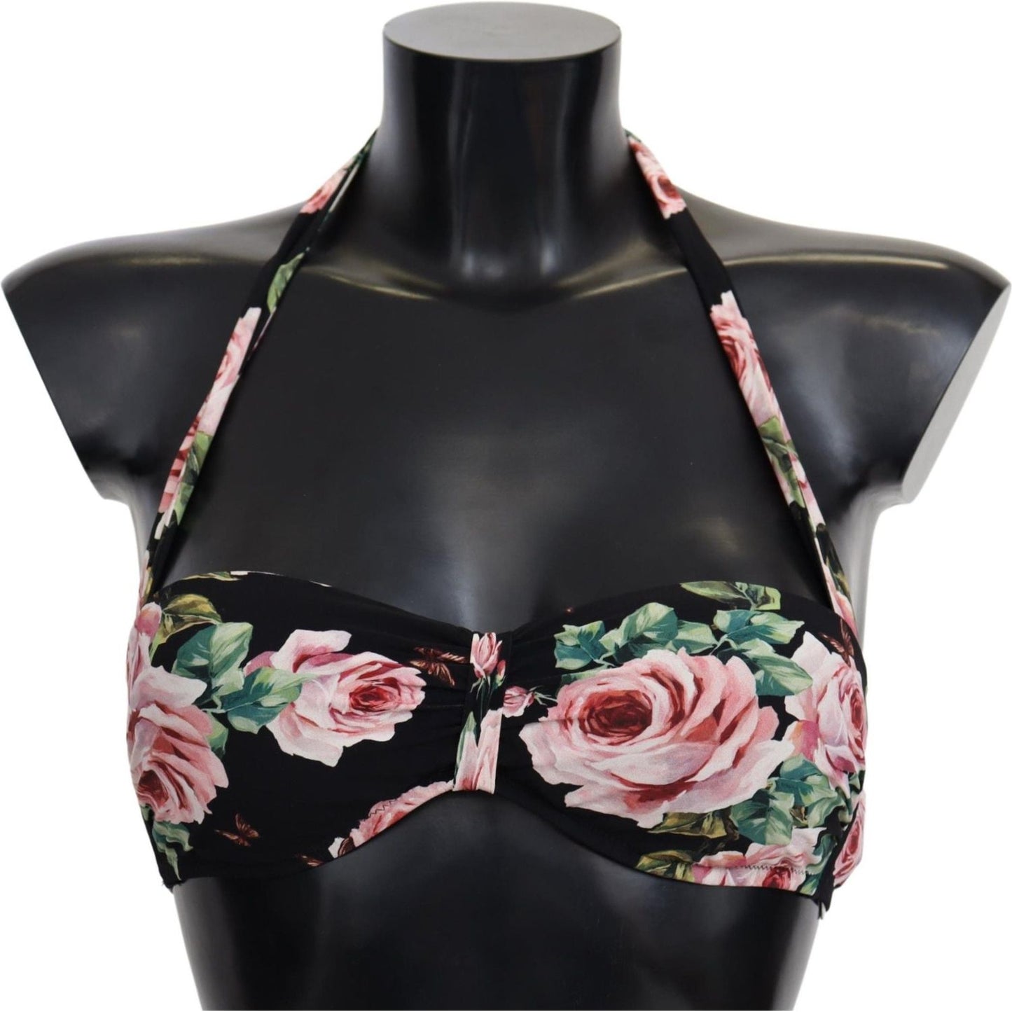 Dolce & Gabbana Elegant Black Floral Bikini Top Dolce & Gabbana