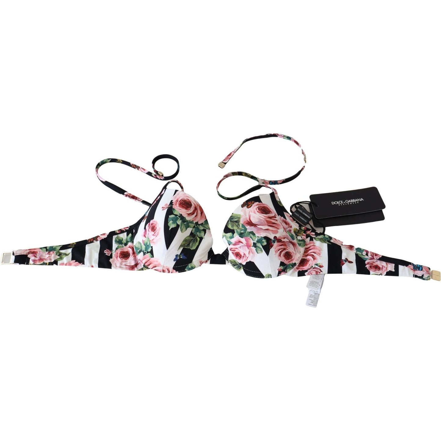 Dolce & Gabbana Chic Rose Print Bikini Top for Elegant Beach Days Dolce & Gabbana