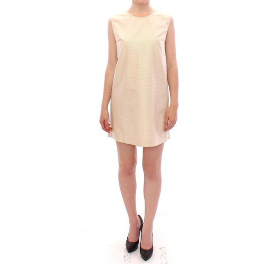 Andrea Incontri Elegant Beige Shift Sleeveless Dress Dresses Andrea Incontri