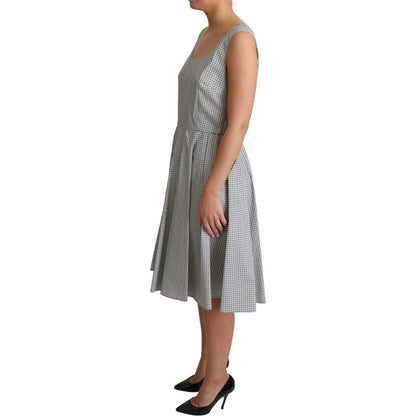 Dolce & Gabbana Gray Polka Dotted Cotton A-Line Dress