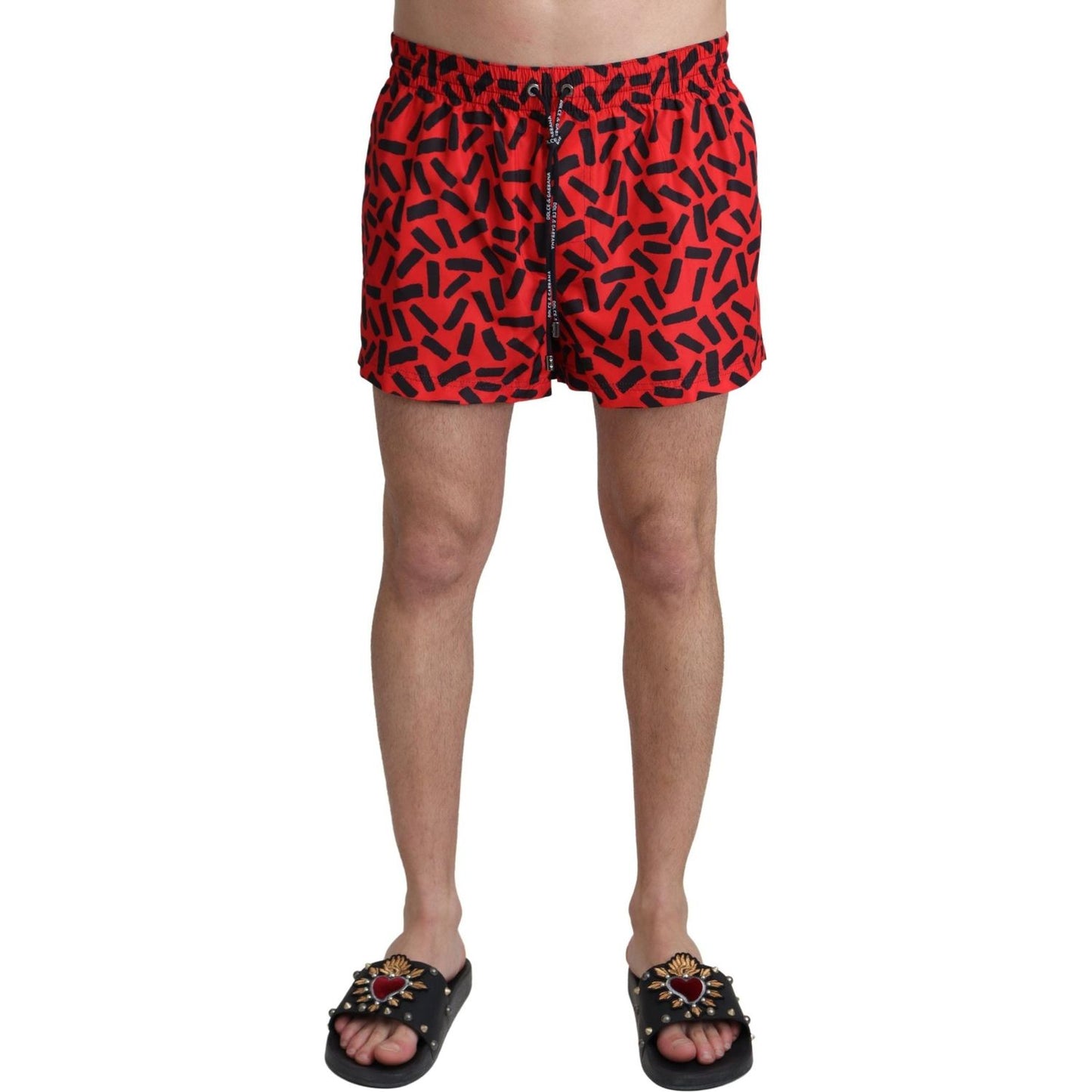 Dolce & Gabbana Radiant Red Drawstring Swim Trunks Dolce & Gabbana