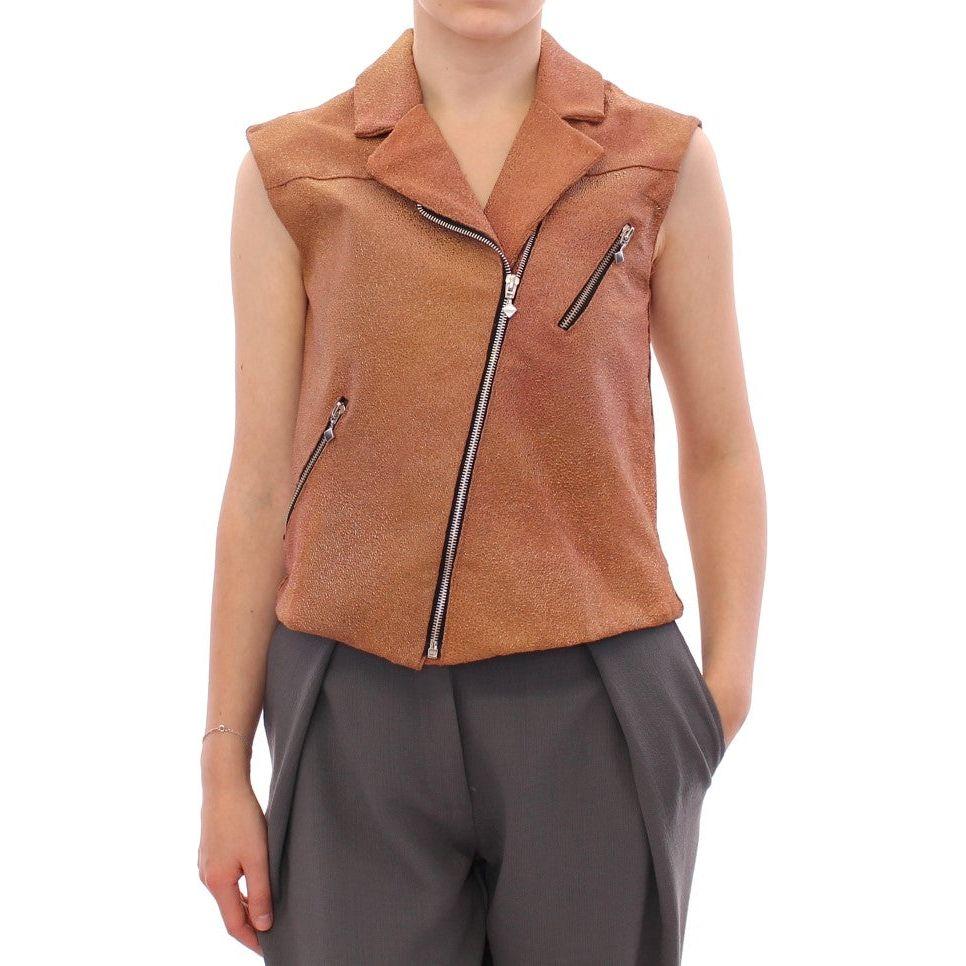 La Maison du Couturier Brown Leather Jacket Vest