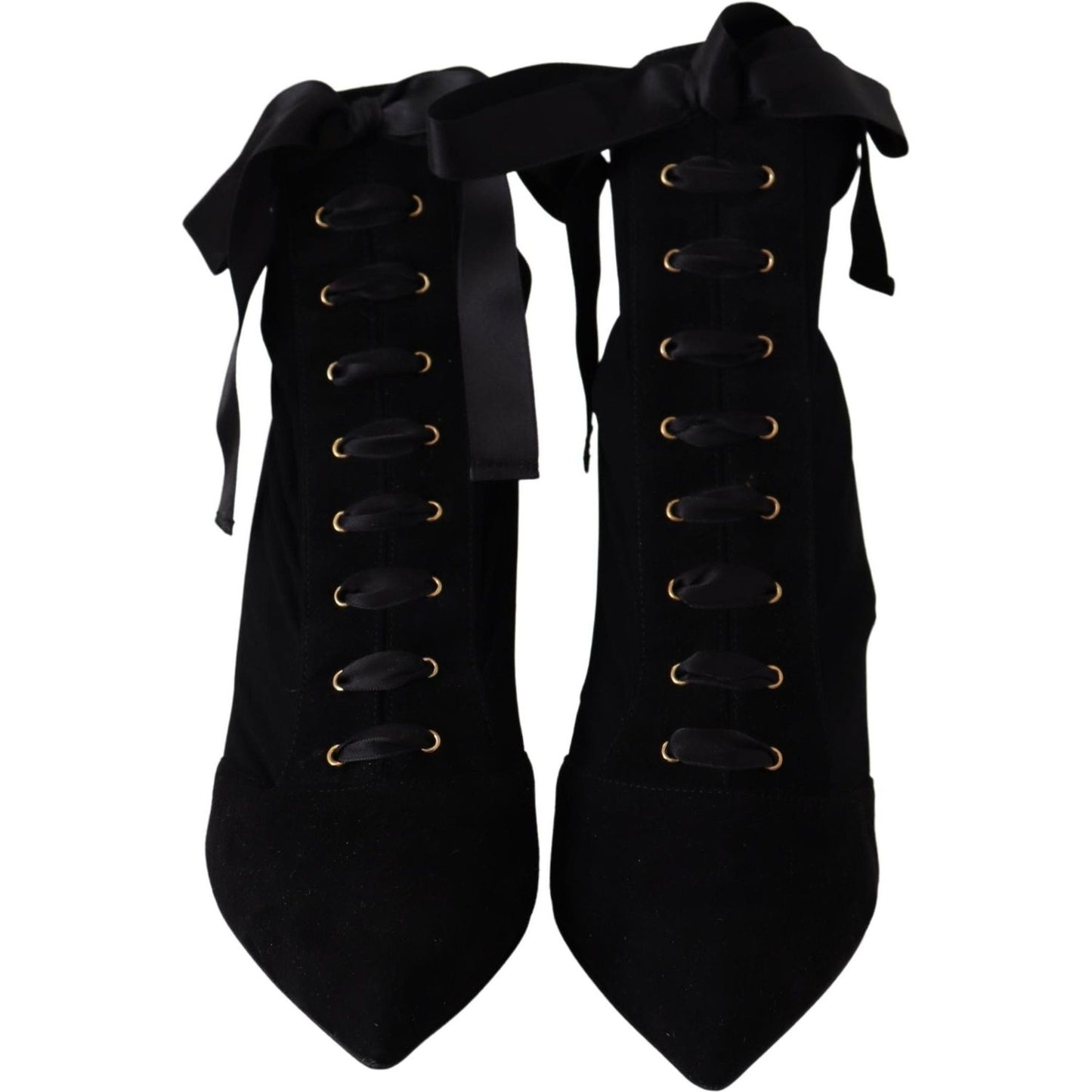 Dolce & Gabbana Elegant Black Ankle Heel Boots with Leather Sole Dolce & Gabbana