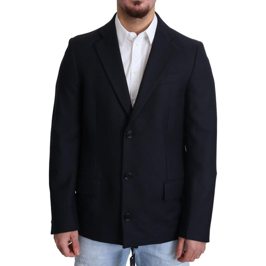 Dolce & Gabbana Elegant Dark Blue Virgin Wool Men's Coat Dolce & Gabbana