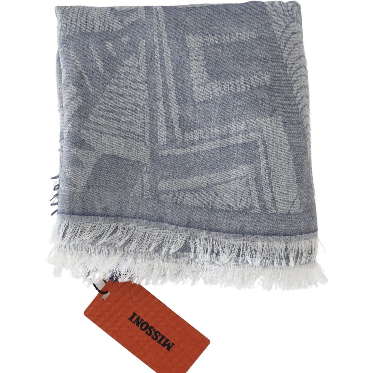 Missoni Elegant Cashmere Fringed Scarf in Gray Missoni