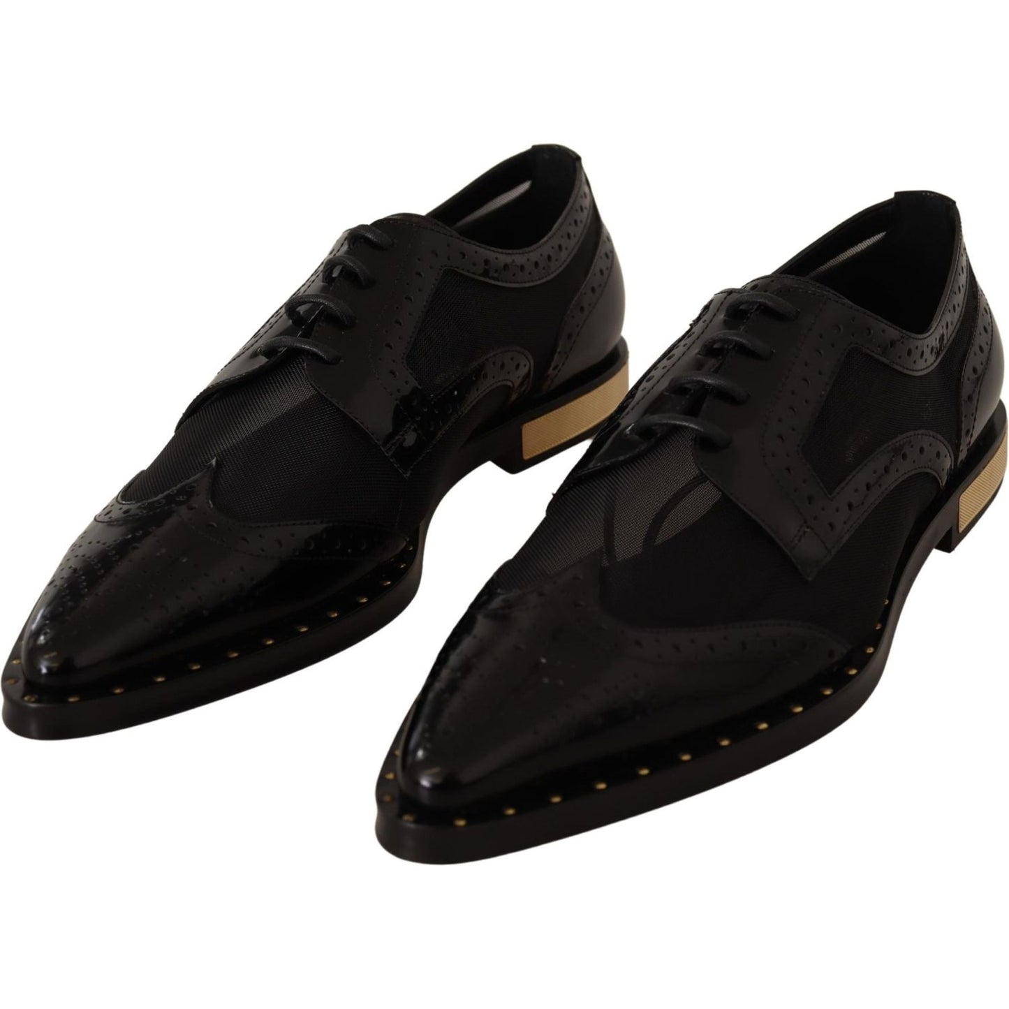 Dolce & Gabbana Elegant Gold-Trimmed Black Oxford Lace-Ups Dolce & Gabbana