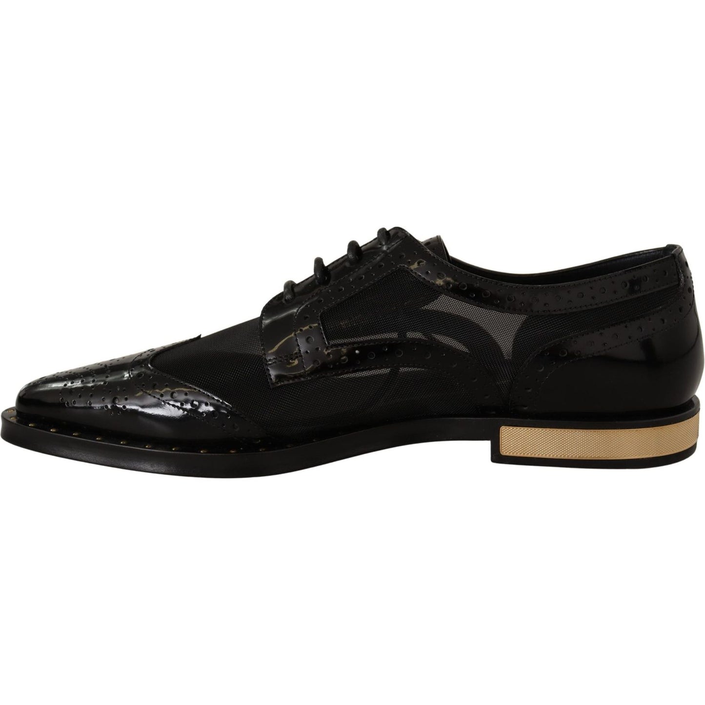 Dolce & Gabbana Elegant Gold-Trimmed Black Oxford Lace-Ups Dolce & Gabbana