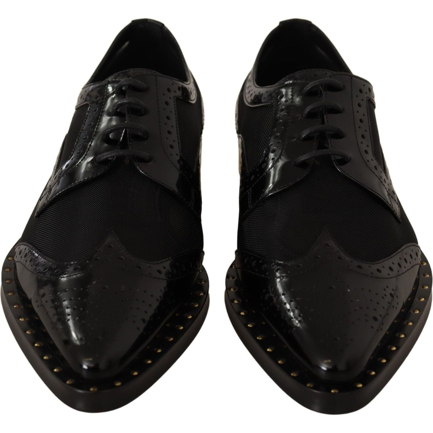 Dolce & Gabbana Elegant Gold-Trimmed Black Oxford Lace-Ups Dolce & Gabbana