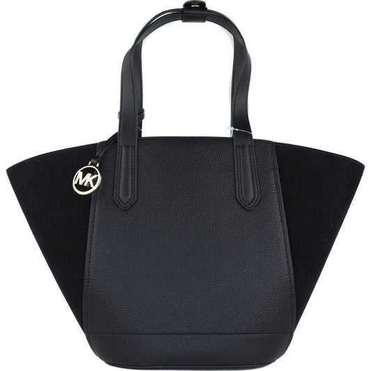 Michael Kors Portia Small Pebbled Leather Suede Tote Handbag (Black) Michael Kors