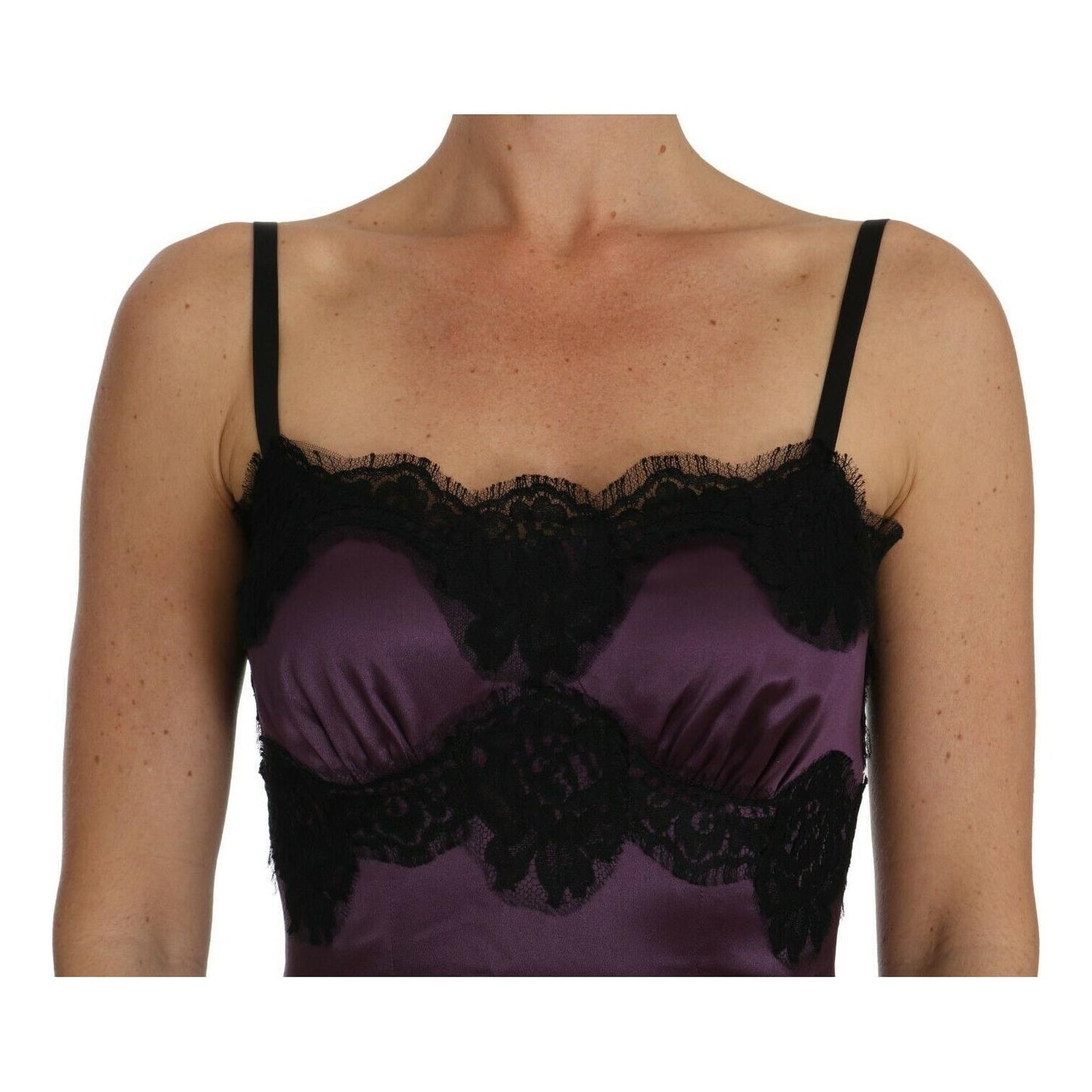 Dolce & Gabbana Elegant Purple Silk Lace Chemise Dress Dolce & Gabbana