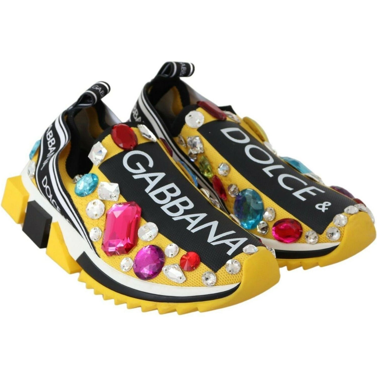 Dolce & Gabbana Embellished Yellow Sorrento Sneakers Dolce & Gabbana